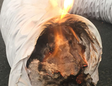 A damaged vent pipe identified as a fire hazard, underlining the importance of regular inspections and maintenance to prevent such occurrences.